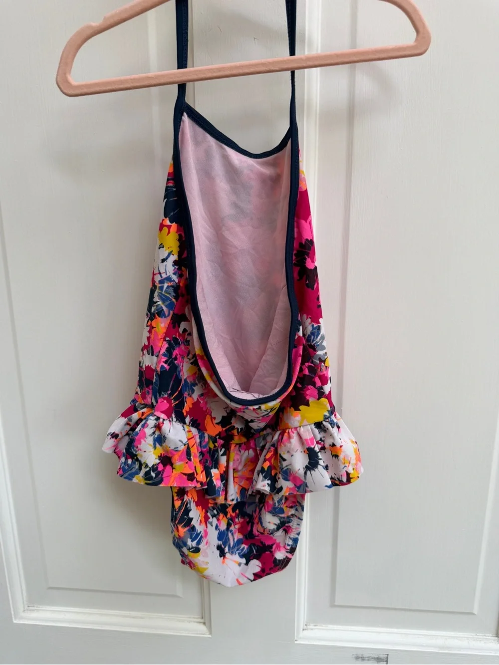 Baby GAP Girls' 4 Floral Ruffle One-Piece Swimsuit Navy Pink Yellow Bathingsuit